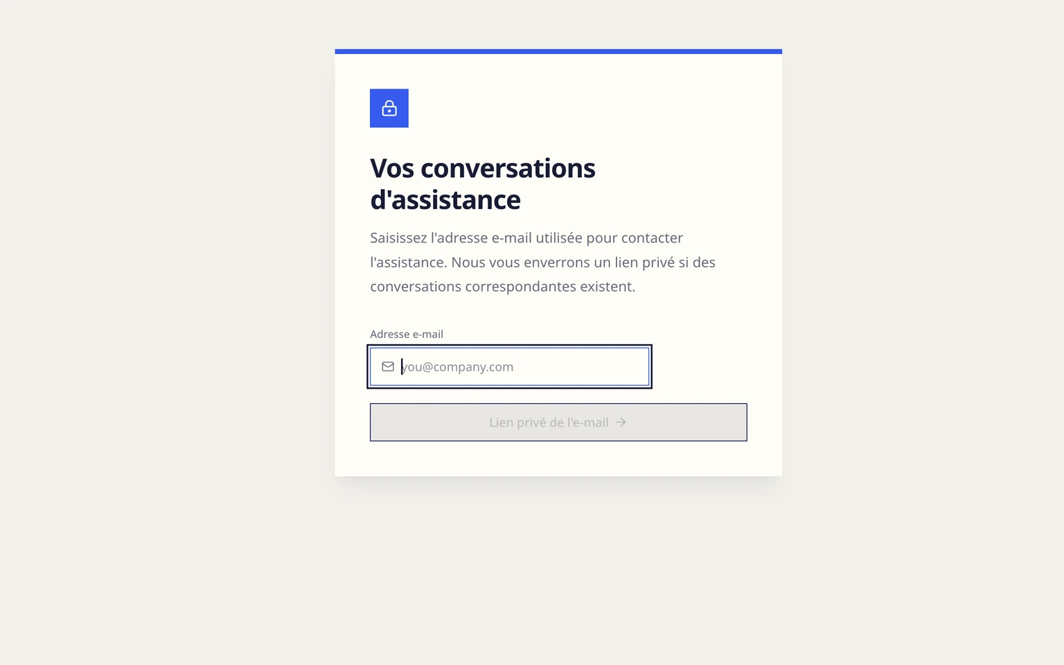 Voir et répondre aux conversations d'assistance: Demander un lien privé, 1. Ouvrez le Centre d'aide de l'entreprise et choisissez Voir les conversations.